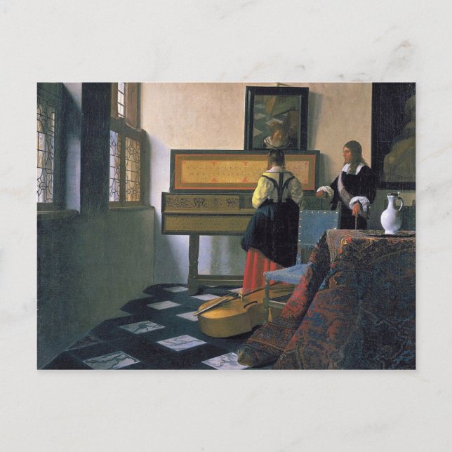 Cartão Postal Johannes Vermeer - A lição de música (Frente)