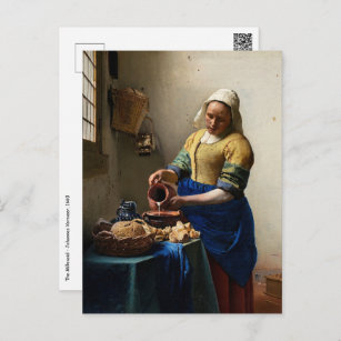 Cartão Postal Johannes Vermeer - A Milkmaid