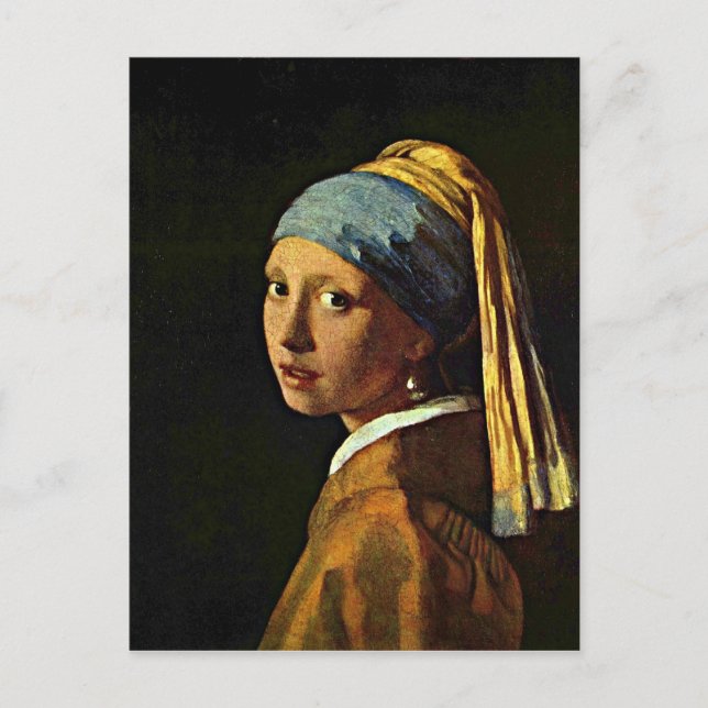 Cartão Postal Johannes Vermeer art - Rapariga com um brinco de p (Frente)