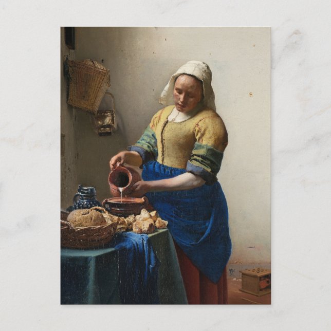 Cartão Postal Johannes Vermeer é a Milkmaid (Frente)