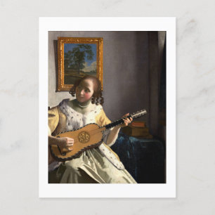 Cartão Postal Johannes Vermeer é o tocador de violão