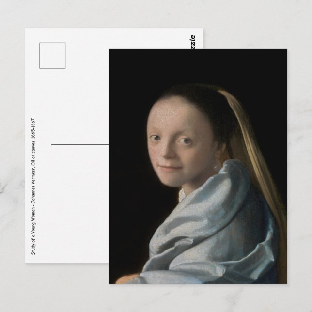 Cartão Postal Johannes Vermeer - Estudo de uma Jovem Mulher (Frente/Verso)