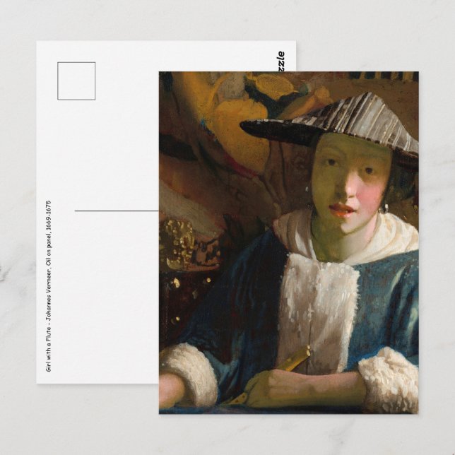 Cartão Postal Johannes Vermeer - Garota com flauta (Frente/Verso)
