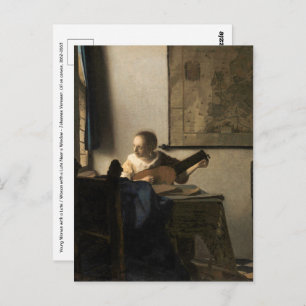 Cartão Postal Johannes Vermeer - Jovem Mulher com Luta