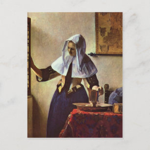 Cartão Postal Johannes Vermeer - Jovem mulher com um jarro de á