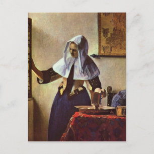 Cartão Postal Johannes Vermeer - Jovem mulher com um jarro de ág