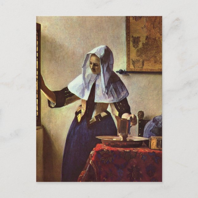 Cartão Postal Johannes Vermeer - Jovem mulher com um jarro de ág (Frente)