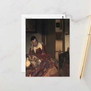 Cartão Postal Johannes Vermeer, Jovem Mulher Dormindo