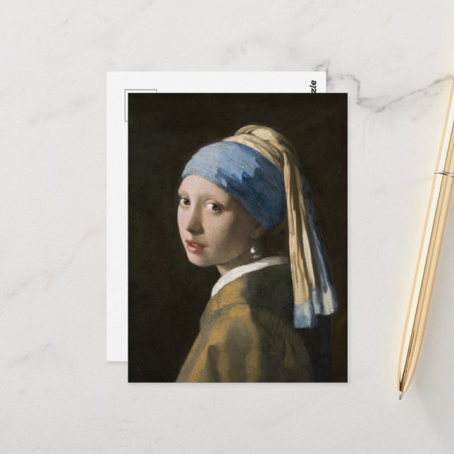 Cartão Postal Johannes Vermeer, Menina com um Brinco de Pérola (Frente/Verso In Situ)