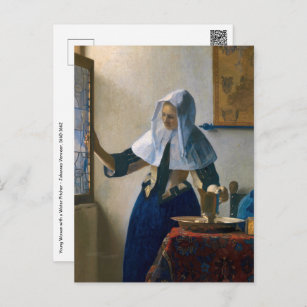 Cartão Postal Johannes Vermeer - Mulher com Pitcher de Água