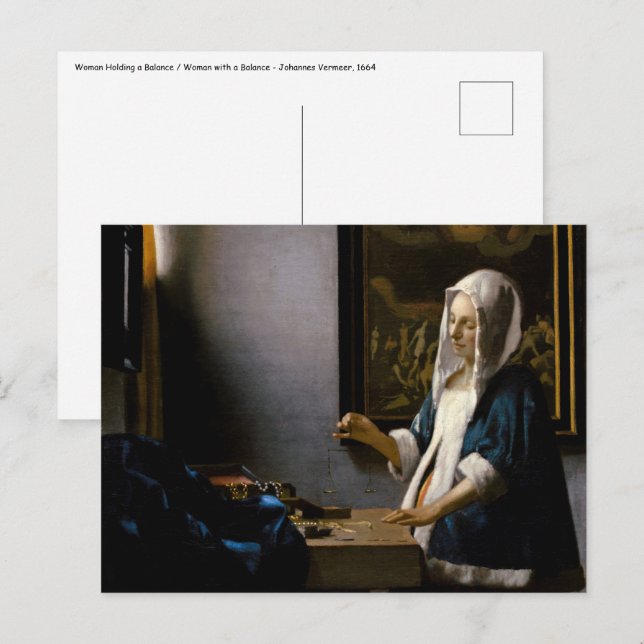 Cartão Postal Johannes Vermeer - Mulher com uma Balança (Frente/Verso)
