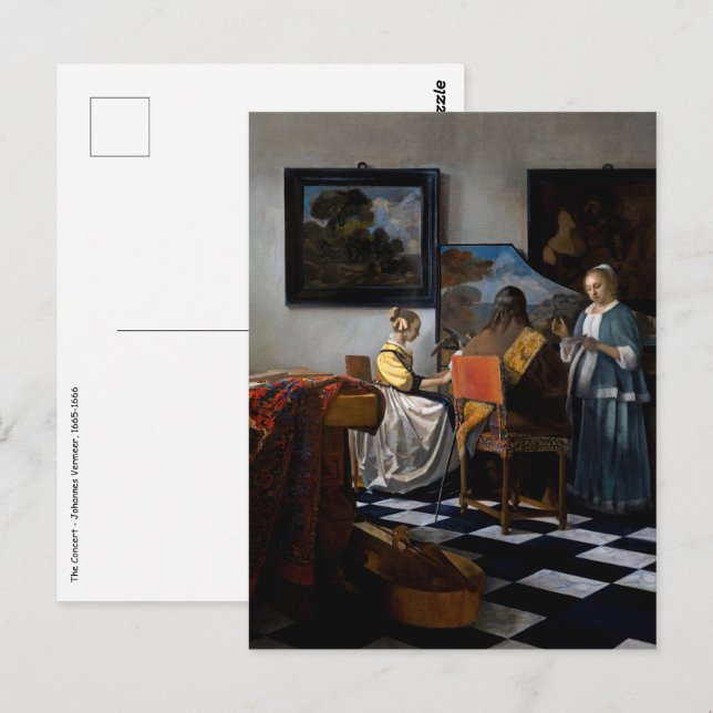 Cartão Postal Johannes Vermeer - O concerto (Frente/Verso)