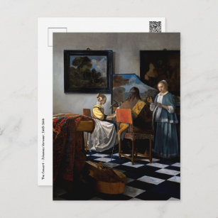Cartão Postal Johannes Vermeer - O concerto