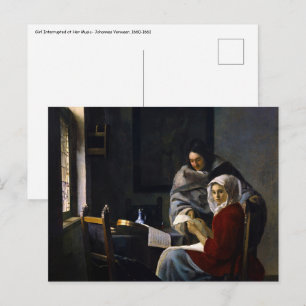 Cartão Postal Johannes Vermeer - Rapariga Interrompida em Sua M