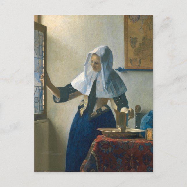 Cartão Postal Johannes Vermeer Young Woman com Água Pitcher (Frente)