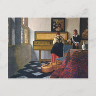 Cartão Postal Johannes Vermeer's The Music Lesson (cerca de 1663