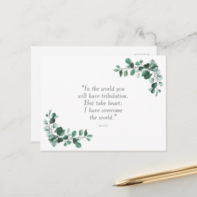Cartão Postal John 16:33 Versos da Bíblia para encorajá-lo (Frente/Verso In Situ)