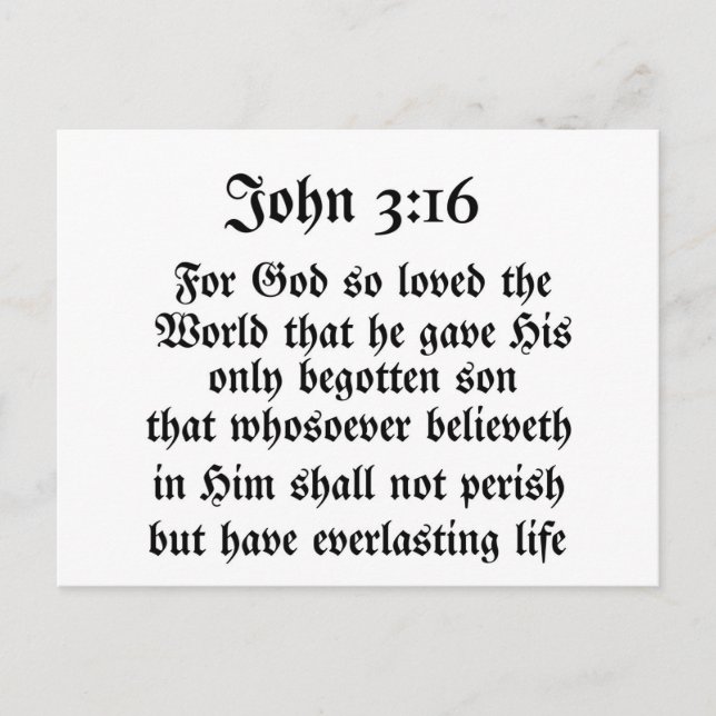 Cartão Postal John 3:16 (Frente)