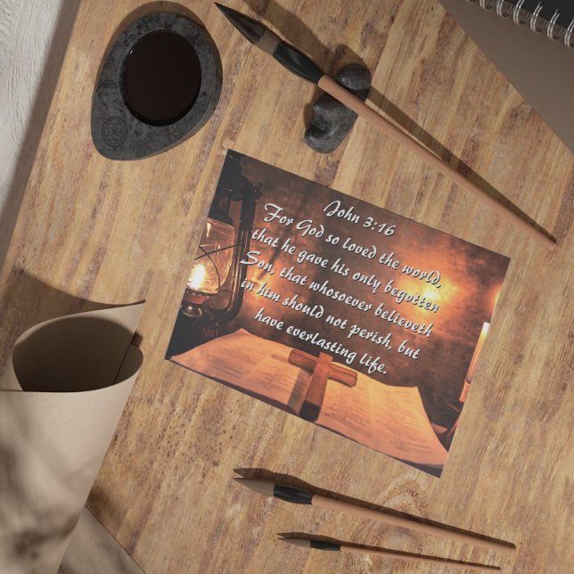 Cartão Postal John 3:16 Deus tão amado pelo mundo, lanterna (Criador carregado)