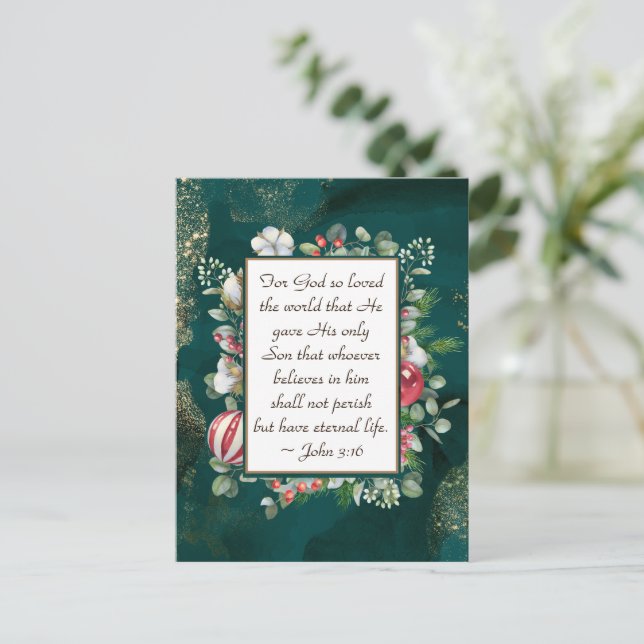 Cartão Postal John 3:16 Deus tão amado pelo Natal da Bíblia Mund (Em pé/Frente)