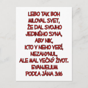 Cartão Postal John 3:16 Eslovaco