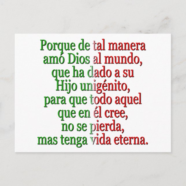 Cartão Postal John 3:16 espanhol (Frente)