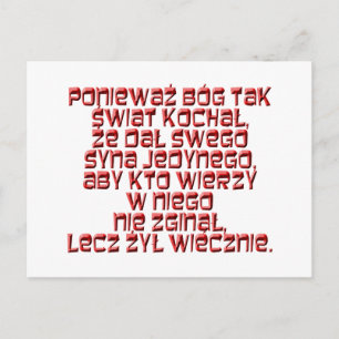 Cartão Postal John 3:16 Polonês