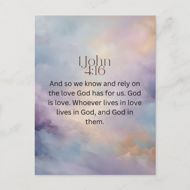 Cartão Postal John 4:16 Bíblia Verso na Design de Aquarela (Frente)