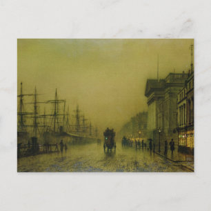 Cartão Postal John Atkinson Grimshaw Alfândegas Liverpool Doc