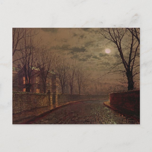 Cartão Postal John Atkinson Grimshaw | Cena de Moonlit Street, 1 (Frente)