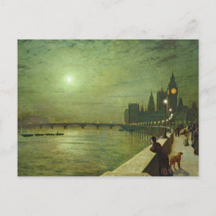 Cartão Postal John Atkinson Grimshaw - Reflexões sobre o Tâmisa