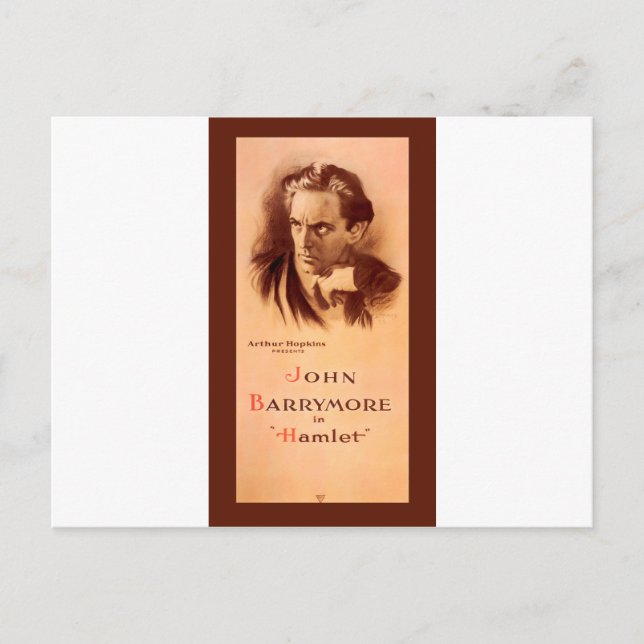 Cartão Postal John Barrymore Em Hamlet Broadway 1922 (Frente)