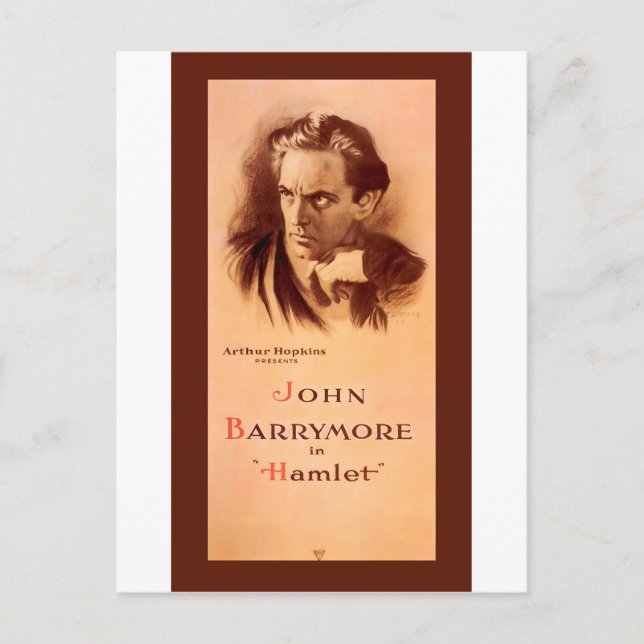 Cartão Postal John Barrymore em Hamlet Broadway 1922 (Frente)
