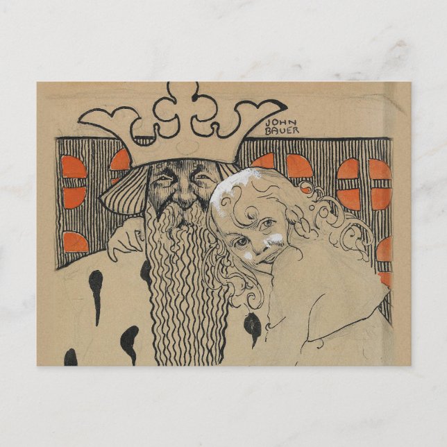 Cartão Postal John Bauer, Linda Gull och den gamle, 1905 (Frente)