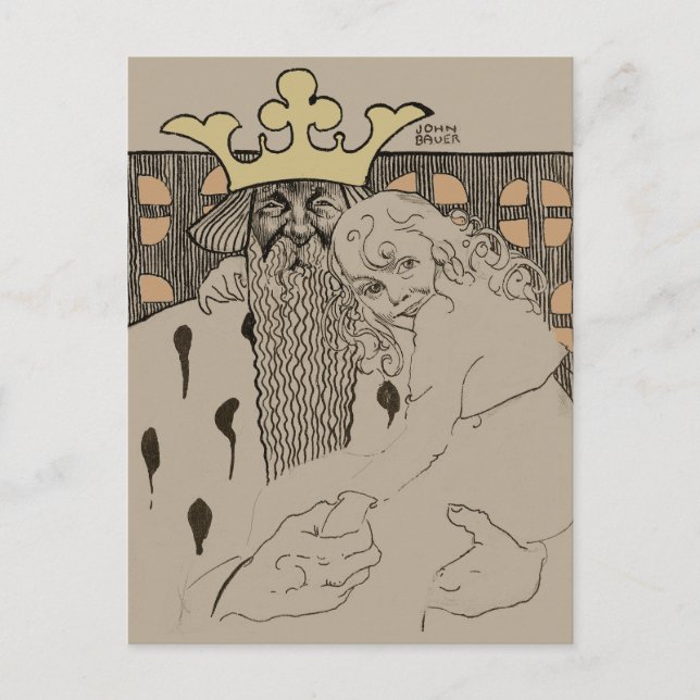 Cartão Postal John Bauer, Linda Gull och den gamle, 1905 (Frente)