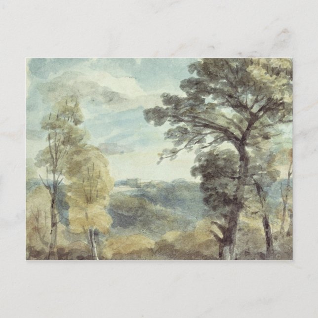 Cartão Postal John Constable | Paisagem com Árvores e um Distão (Frente)