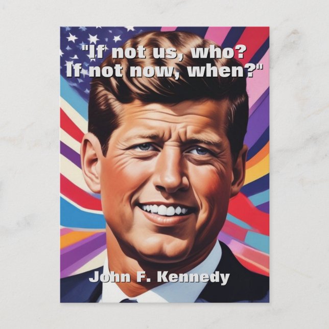Cartão Postal John F. Kennedy Cita Inspiração Motivacional (Frente)