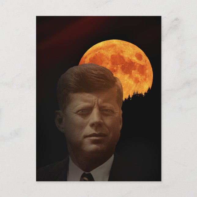 Cartão Postal John F. Kennedy e a Lua vermelha (Frente)
