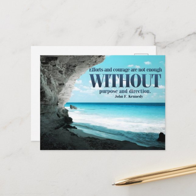 Cartão Postal John F. Kennedy Inspirational Citação "Propósito" (Frente/Verso In Situ)