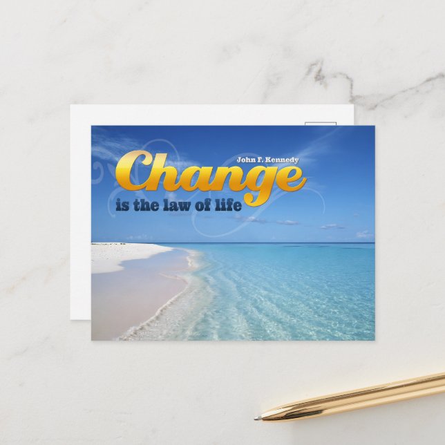 Cartão Postal John F. Kennedy Inspirational Cote "Mudança" (Frente/Verso In Situ)