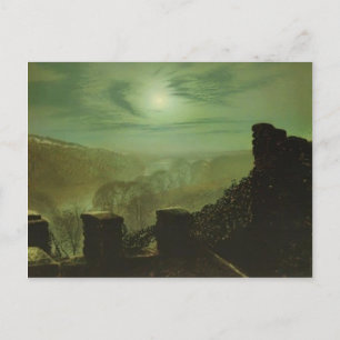 Cartão Postal John Grimshaw- Lua Cheia atrás de Nuvem Cirrus