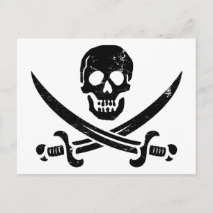 Cartão Postal John Rackham (Calico Jack) Pirata Flag Jolly Roger