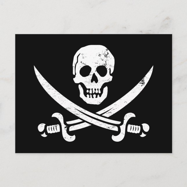 Cartão Postal John Rackham (Calico Jack) Pirata Flag Jolly Roger (Frente)