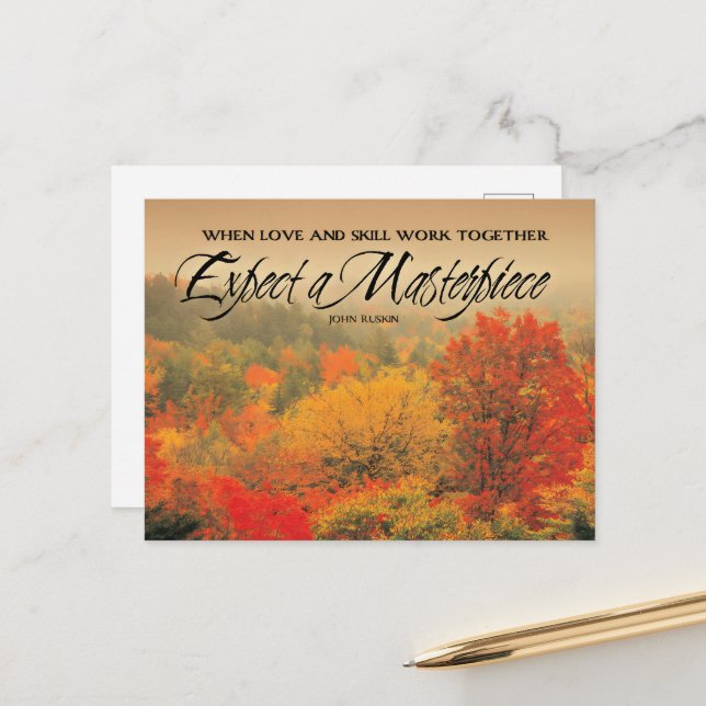 Cartão Postal John Ruskin Inspirational Cote "Masterícula" (Frente/Verso In Situ)