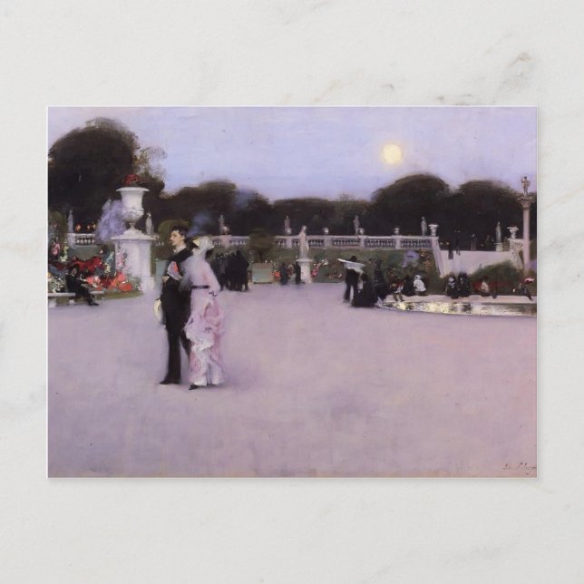 Cartão Postal John Singer Sargent-Luxembourg Gardens em Twilight (Frente)