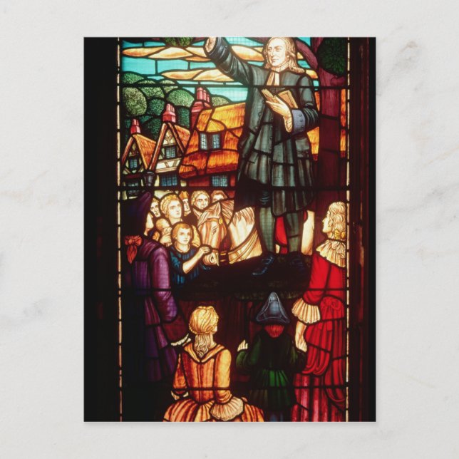 Cartão Postal John Wesley pregando os Evangelhos na Inglaterra (Frente)