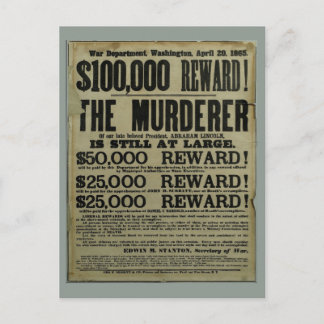 Cartão Postal John Wilkes Booth Lincoln poster do assassinato