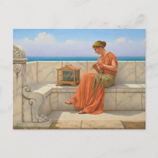 Cartão Postal John William Godward Músicas e Bird Art (Frente)