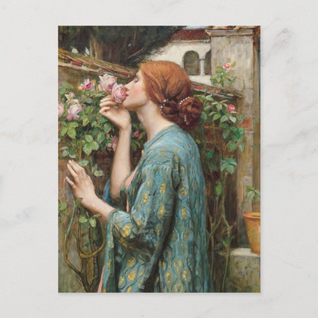 Cartão Postal John William Waterhouse A Alma da Rosa 1908 (Frente)