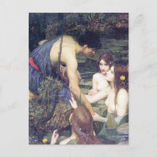 Cartão Postal John William Waterhouse - Hylas e Ninfhs (Frente)